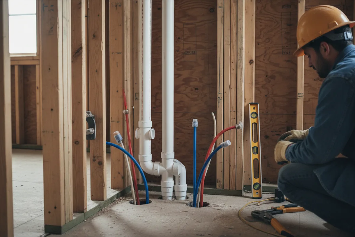 Drain and supply rough-in during Drain Cleaning in North Adams